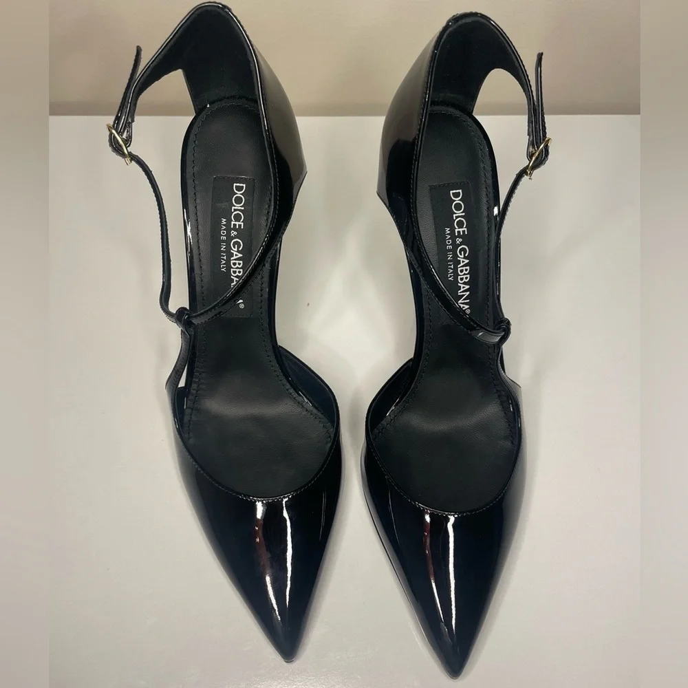 DOLCE & GABBANA Pointed Patent Leather Ankle-Strap Pump size 38.5/US 8.5 - Picture 2 of 12